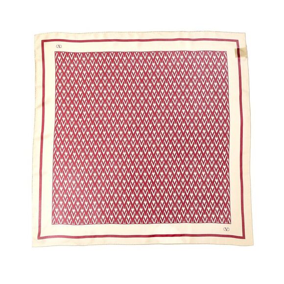Valentino Toute La V Silk Scarf, White - Picture 1 of 2